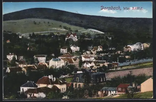AK Wien, Dornbach, Totalansicht mit Bergblick aus der Vogelschau