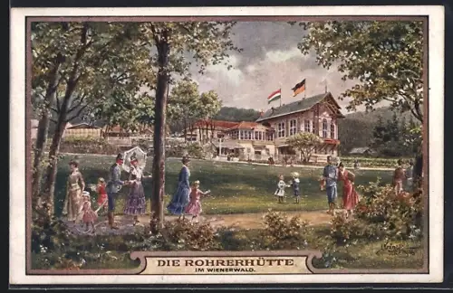 Künstler-AK Kränzle: Wien, Gastwirtschaft Roherhütte im Wienerwald