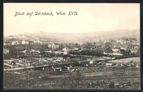 AK Wien, Dornbach, Gesamtansicht mit Brücke aus der Vogelschau