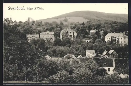 AK Wien, Dornbach, Teilansicht mit Villen aus der Vogelschau