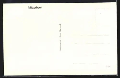 AK Mitterbach, Totalansicht mit Landstrasse und Bergpanorama