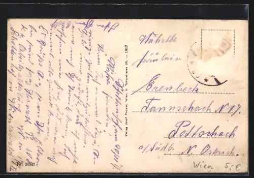 AK Wien, Dornbach, Ortsansicht mit Strasse