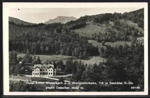 AK St. Anton an der Jessnitz, Winterbach an der Mariazellerbahn, Hotel Koller gegen Oetscher