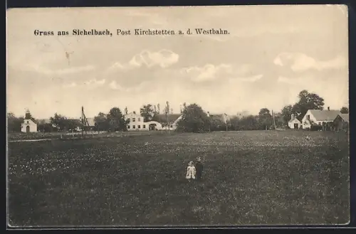 AK Sichelbach /Kirchstetten a. d. Westbahn, Ortspartie mit Kinderpaar