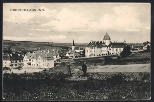 AK Oberhollabrunn, Ortsansicht mit Kirche