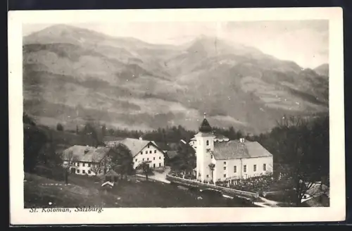 AK St. Koloman, Ortspartie mit Kirche