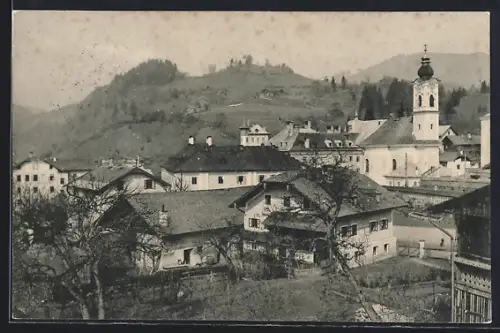 AK Schwarzach i. Pongau, Ortsansicht mit Kirche aus der Vogelschau
