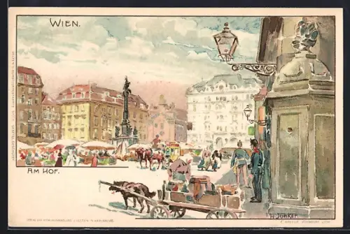 Künstler-AK Wien, Partie am Hof