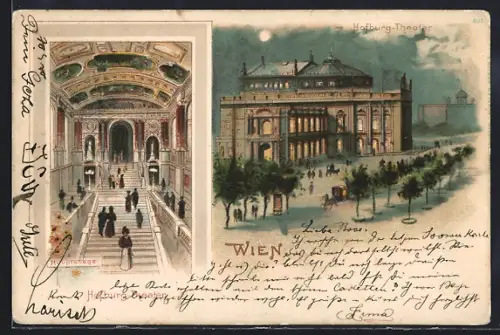Lithographie Wien, Burgtheater, Hauptstiege