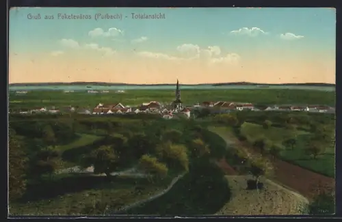 AK Feketeváros /Purbach am Neusiedler See, Totalansicht mit Kirche
