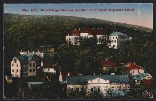 AK Wien, Neuwaldegg, Panorama mit fürstlich Schwarzenberg`schem Schloss