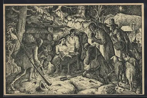 Künstler-AK Salzburg, Salzburger Weihnacht, Maria und Joseph mit Jesuskind