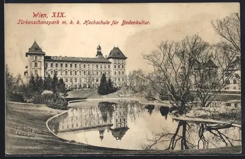 AK Wien, Türkenschanzpark mit k. k. Hochschule für Bodenkultur