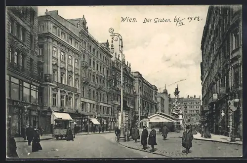 AK Wien, Graben, Ansicht mit Dreifaltigkeitssäule
