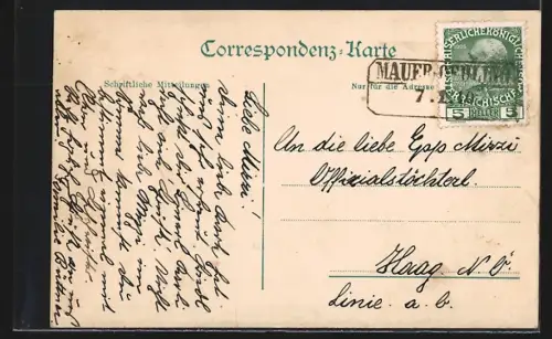 AK Mauer Oehling, Ortsansicht mit Wäldchen