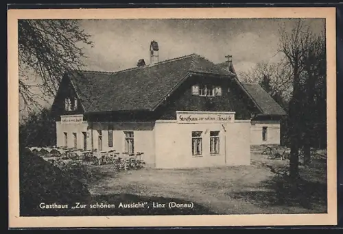 AK Linz /Donau, Gasthaus Zur schönen Aussicht am Freinberg