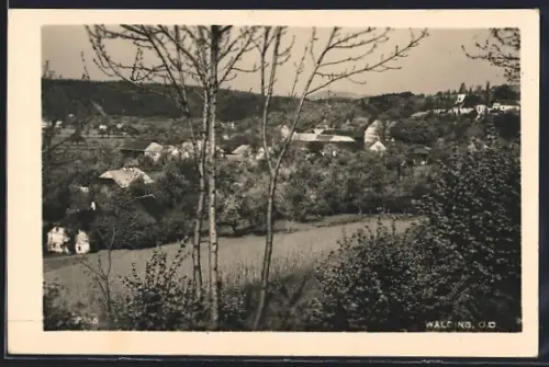 AK Walding, Ortsansicht von einer Anhöhe aus