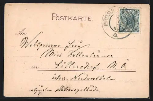 Lithographie Wien, Erdbergerkirche mit Strassenpartie