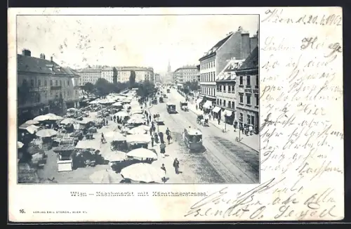 AK Wien, Naschmarkt mit Kärntnerstrasse