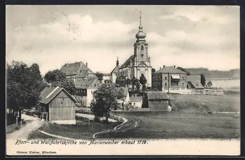 AK Marienweiher, Pfarr- und Wallfahrtskirche erbaut 1719