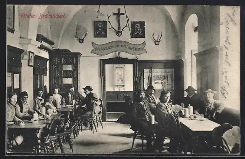 AK Oberau / Ettal, Restaurant Ettaler Restaurant Bräustüberl, Innenansicht