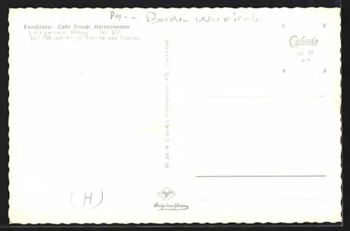 AK Langenau / Württ., Konditorei-Café F. Heinzelmann