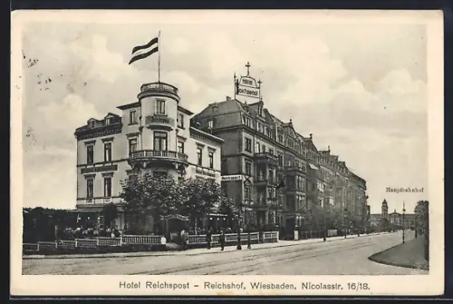 AK Wiesbaden, Hotel Reichspost, Reichshof, Nicolasstrasse 16/18