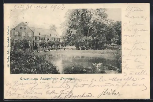 AK Schwelm, Schwelmer Brunnen, Restaurant Friedrichsbad, Parkanlagen