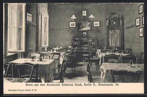 AK Berlin, Restaurant Johannes Kredt, Chausseestr. 59, Gastraum