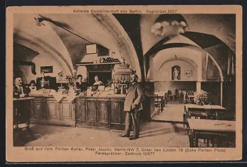 AK Berlin, Restaurant Pariser Keller, Inh. Peter Jacobi, Unter den Linden 78