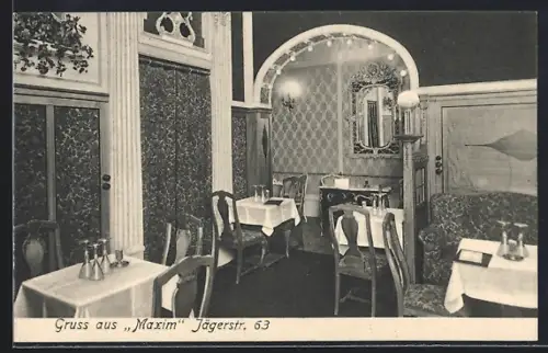 AK Berlin, Restaurant Maxim, Jägerstr. 63, Innenansicht