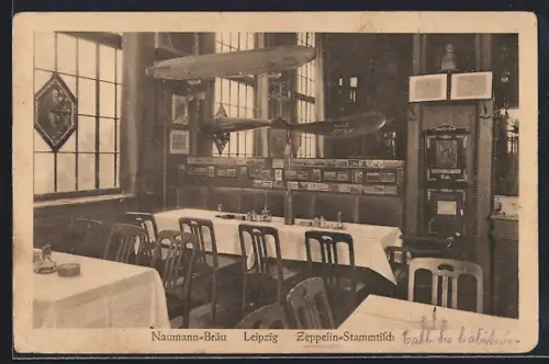AK Leipzig, Restaurant Naumann-Bräu, Zeppelin-Stammtisch, Neumarkt