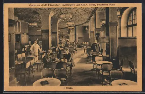 AK Berlin-Tiergarten, Café Fürstenhof, Aschinger, Potsdamer Platz, 1. Etage