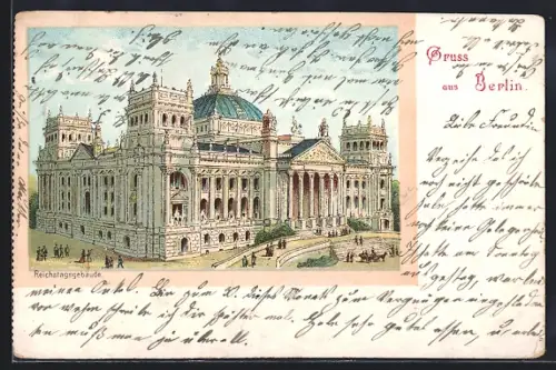 Lithographie Berlin-Tiergarten, Reichstagsgebäude