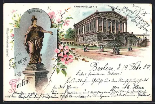 Lithographie Berlin, National-Galerie, Berolina-Statue
