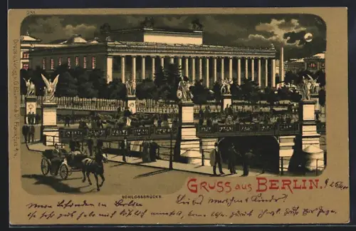 Mondschein-Lithographie Berlin, Schlossbrücke, Altes Museum