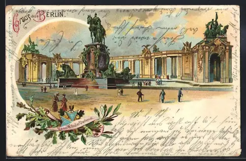 Lithographie Berlin, Kaiser-Wilhelm-Denkmal