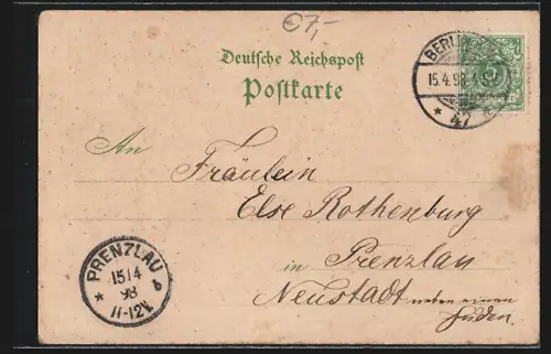 Lithographie Berlin, Rotes Rathaus, Lutherdenkmal, Neuer Markt