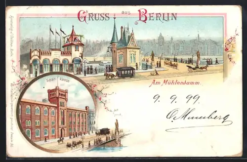 Lithographie Berlin, Am Mühlendamm, Sparkasse