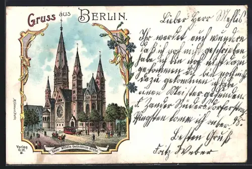 Lithographie Berlin-Charlottenburg, Kaiser Wilhelm-Gedächtnis-Kirche