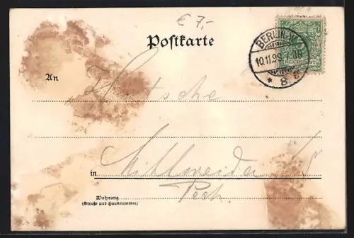Lithographie Berlin-Moabit, Spreehallen, Moabiter Brücke, Dampfschiff