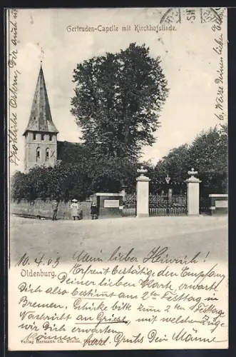 AK Oldenburg / O., Gertruden-Kapelle, Kirchhofslinde