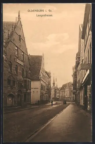 AK Oldenburg i. Gr., Langestrasse mit Schneidermeister Heinrich Bork