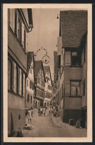 AK Schiltach, Alte Häuserpartie in der Hinterstadt