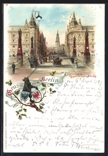 Lithographie Berlin, Kaiser-Wilhelm-Brücke