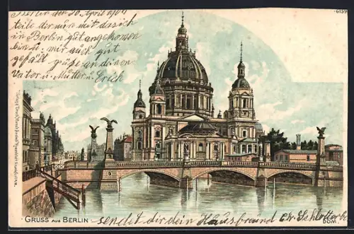 Lithographie Berlin, Berliner Dom, Schlossbrücke