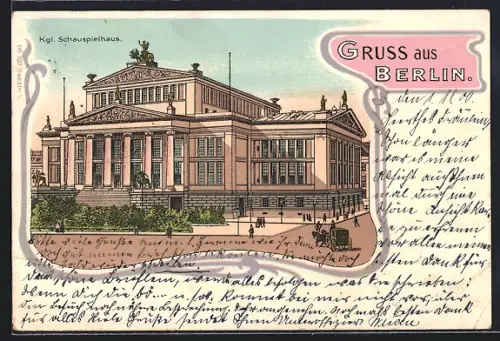Lithographie Berlin, Kgl. Schauspielhaus, Gendarmenmarkt