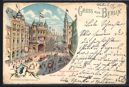 Lithographie Berlin, Friedrich-Strasse, Kaiser Galerie
