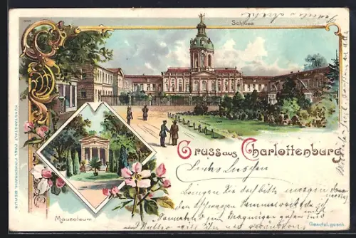 Lithographie Berlin-Charlottenburg, Schloss, Mausoleum