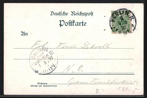 Lithographie Berlin, Reichstags-Gebäude, Kaiser Wilhelm-Gedächtniskirche